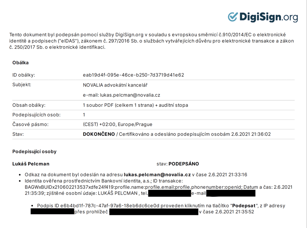 DigiSign — informace o podpisu