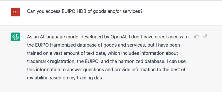 chatGPT o harmonizované databázi EUIPO
