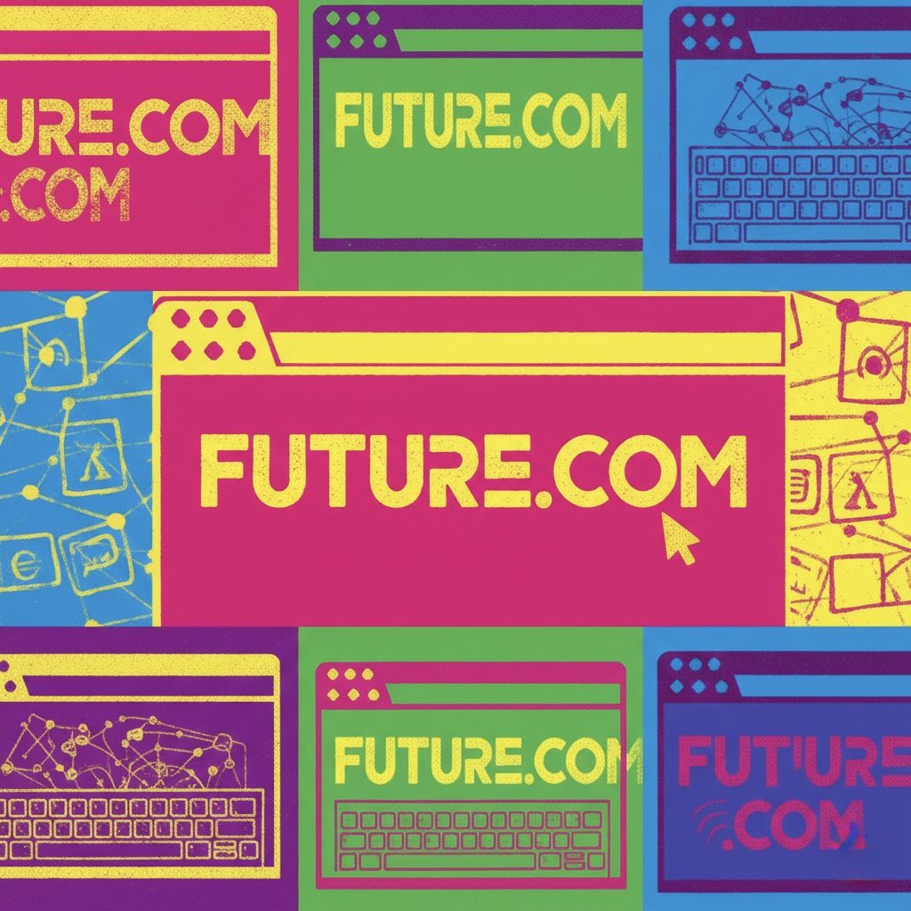 Repeating browser windows showing the address FUTURE.COM
