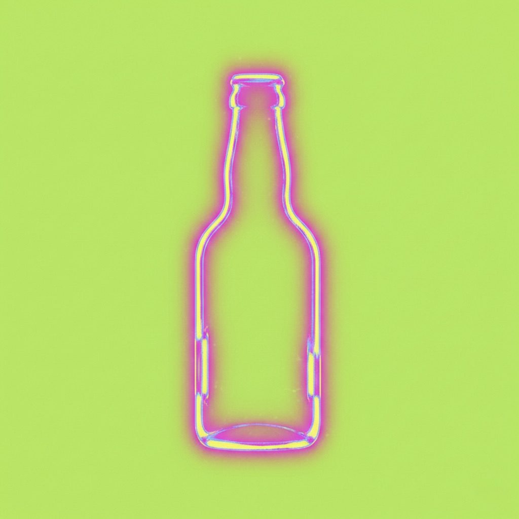 A neon outline of a bottle